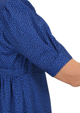 Rebecca Regency Dress - Royal Blue Leaf