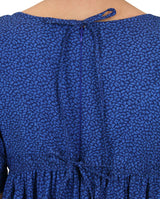 Rebecca Regency Dress - Royal Blue Leaf