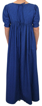 Rebecca Regency Dress - Royal Blue Leaf