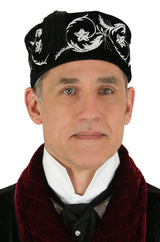 Vintage Velvet Embroidered Smoking Cap - Black/Silver