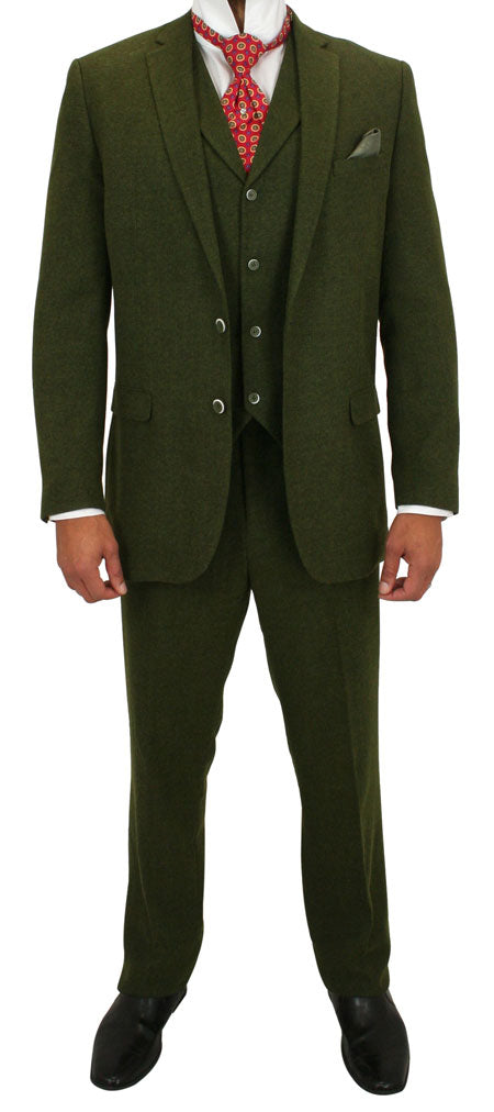 Hartford Three-Piece Tweed Suit - Olive
