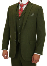 Hartford Three-Piece Tweed Suit - Olive