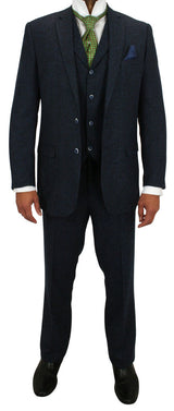 Hartford Three-Piece Tweed Suit - Navy