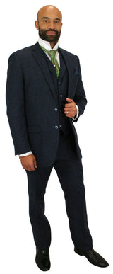 Hartford Three-Piece Tweed Suit - Navy