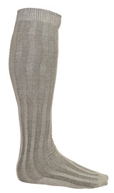 Vertical Stripe Long Socks - Gray Cotton