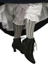 Vertical Stripe Long Socks - Gray Cotton