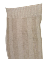 Vertical Stripe Long Socks - Tan Cotton