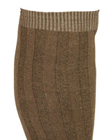 Vertical Stripe Long Socks - Brown Cotton