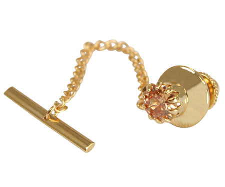 Gold Chain and Bar Tie Tack - Champagne