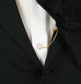 Gold Chain and Bar Tie Tack - Champagne