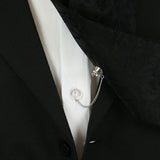 Silver Chain and Bar Tie Tack - Champagne