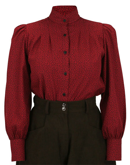 Somerset Blouse - Dark Red Leaf