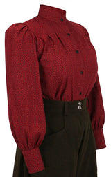 Somerset Blouse - Dark Red Leaf