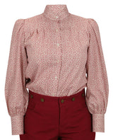 Somerset Blouse - White with Burgundy Leaf