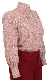 Somerset Blouse - White with Burgundy Leaf