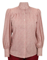 Somerset Blouse - White with Burgundy Leaf