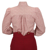 Somerset Blouse - White with Burgundy Leaf