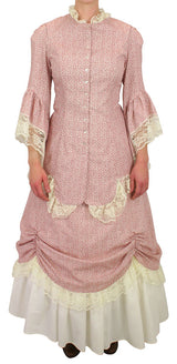 Lucille Walking Suit - White with Burgundy Leaf