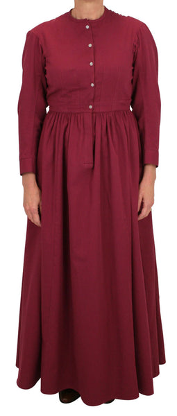 Vintage Ladies Burgundy/Red Cotton Dress (Size S) | 1800s | Old Fashioned | Traditional