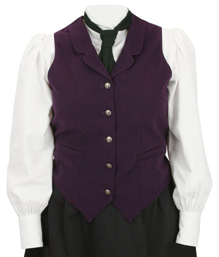 1800s Ladies Purple Fabric Notch Collar Dress Vest (Size M) | 19th Century | Historical | Vintage
