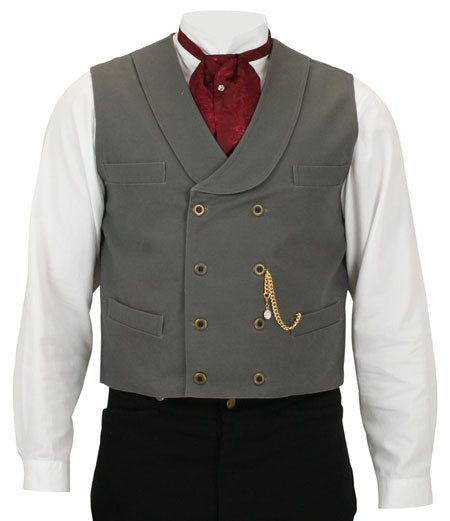 Canvas Double Breasted Vest - Gray