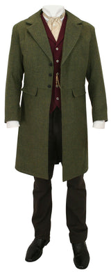 Emerson Tweed Frock Coat - Olive Herringbone