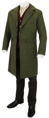 Emerson Tweed Frock Coat - Olive Herringbone