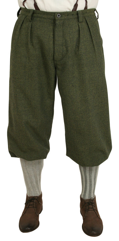 Mens Knickers - Olive Herringbone Tweed