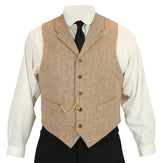 Tweed Vest - Tan Herringbone