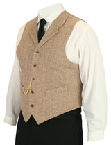 Tweed Vest - Tan Herringbone