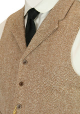 Tweed Vest - Tan Herringbone
