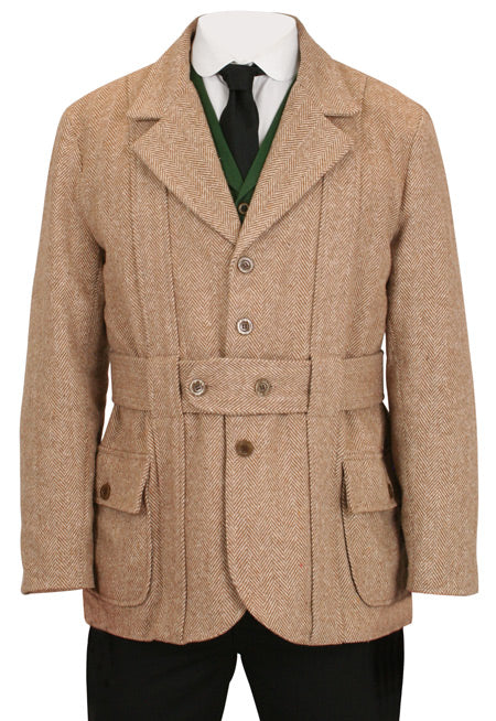 Norfolk Jacket - Tan Herringbone Tweed