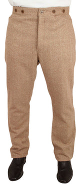 Mens Trousers - Tan Herringbone Tweed