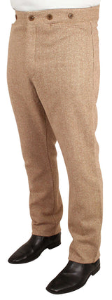 Mens Trousers - Tan Herringbone Tweed