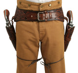 (.44/.45 cal) Western Gun Belt and Holster - Double - Redwood Tooled Leather