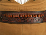 (.44/.45 cal) Western Gun Belt and Holster - Double - Redwood Tooled Leather