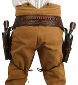 (.44/.45 cal) Western Gun Belt and Holster - Double - Redwood Tooled Leather