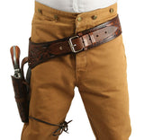 (.44/.45 cal) Western Gun Belt and Holster - RH Draw - Redwood Tooled Leather