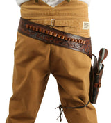 (.44/.45 cal) Western Gun Belt and Holster - RH Draw - Redwood Tooled Leather