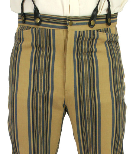 Linville Trousers - Khaki/Blue Stripe – Historical Emporium