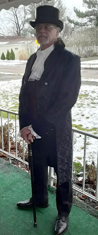 Sovereign Regency Tailcoat - Black Brocade – Historical Emporium