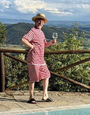 Victorian 'stache, Italian wine