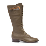 Bessie Vintage Aviator Boots - Olive Green