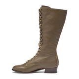 Bessie Vintage Aviator Boots - Olive Green