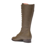 Bessie Vintage Aviator Boots - Olive Green