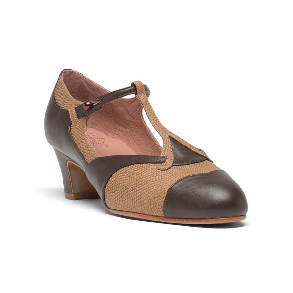 Doris 1920s Pumps - Brown/Tan