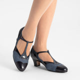 Doris 1920s Pumps - Navy/Black