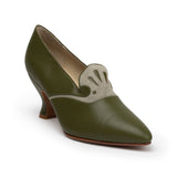 Elsie Edwardian Pumps (Dark Olive/Light Olive)