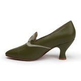 Elsie Edwardian Pumps (Dark Olive/Light Olive)