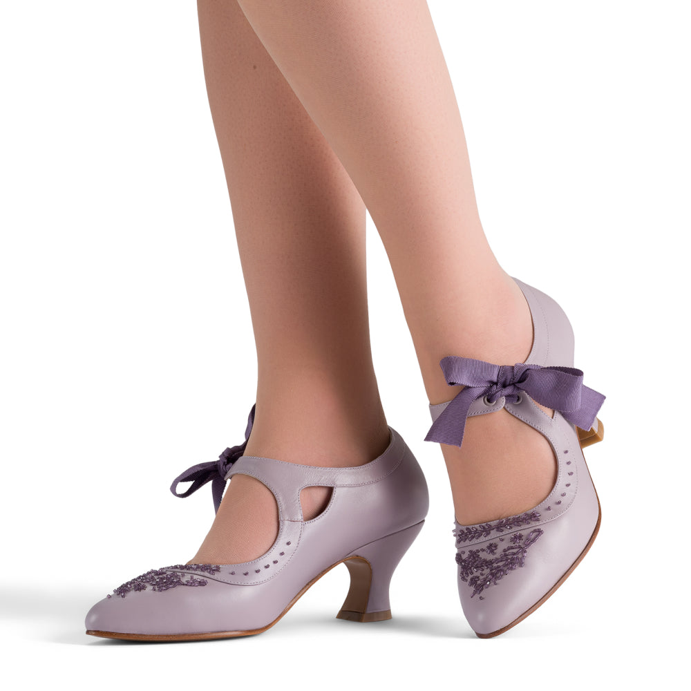 Laurel Beaded Edwardian Shoes (Dusty Lilac)